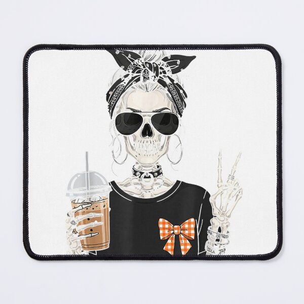 Item preview, Skeleton Girl Drinking Coffee Peace Sign Graphic Tee Women T-Shirt designed and sold by VendaVirtualVip.