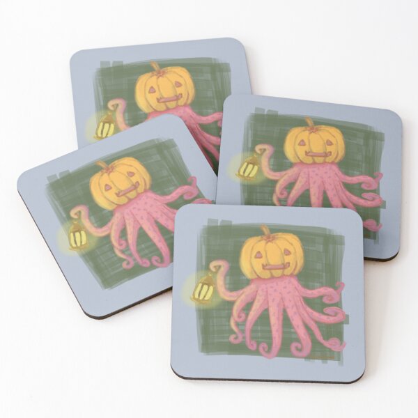 Item preview, Halloween Octopus Wearing Pumpkin Holding Lantern designed and sold by fishingpiano.