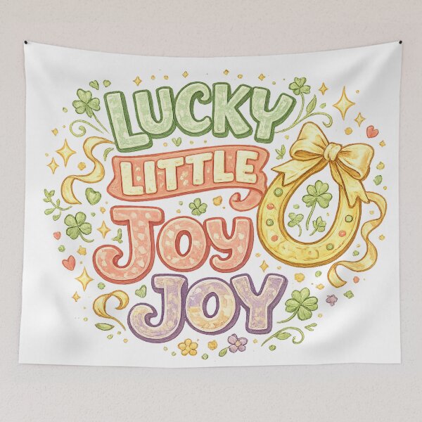 Item preview, Lucky Little Joy Joy Pastel Clover Horseshoe St Patricks Day Art Design designed and sold by inkoutninja.