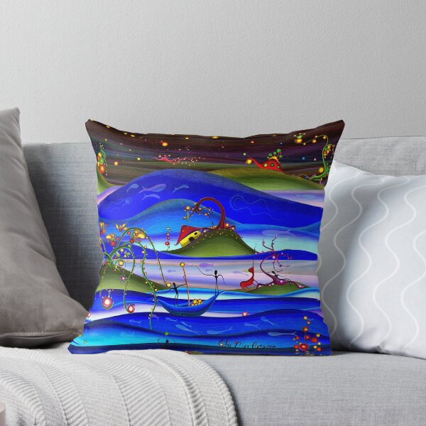 Artikelvorschau, Naive Kunst – Fantasielandschaft – Verspielte Traumlandschaft mit Bootsszene entworfen und verkauft von Ofir mor.