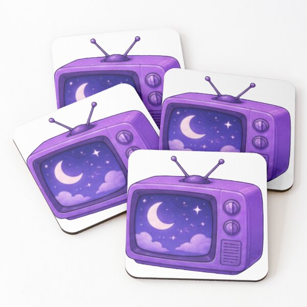 Item preview, Cute Purple Retro TV with Moon and Stars designed and sold by Kiralemon.