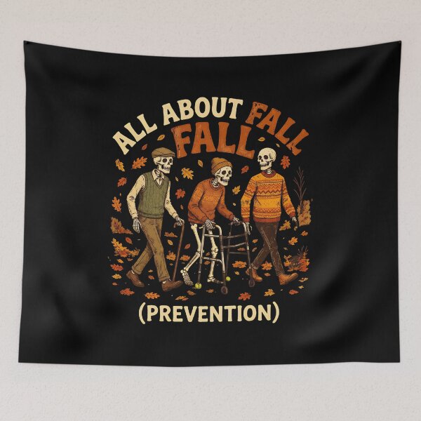 Item preview, All About Fall Prevention Skeleton Autumn Illustration designed and sold by SoyLamderma.