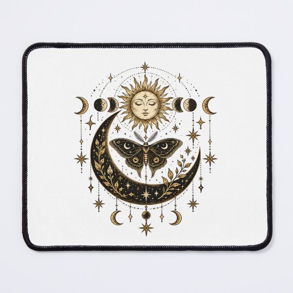 Item preview, Celestial Moon & Stars Vintage Moth Mystical Art designed and sold by 1DreamerShop.