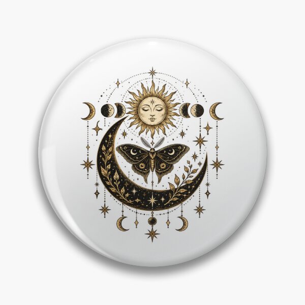 Item preview, Celestial Moon & Stars Vintage Moth Mystical Art designed and sold by 1DreamerShop.