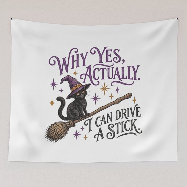 Item preview, I Can Drive a Stick Witch Cat designed and sold by VioletNance.