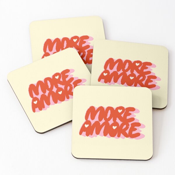 Item preview, More Amore Cute Retro Heart Typographic in Hot Red and Pink designed and sold by nineFlorals.