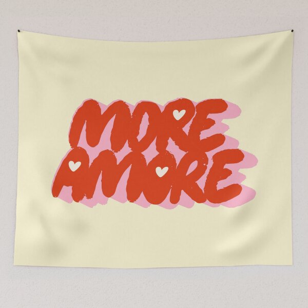Item preview, More Amore Cute Retro Heart Typographic in Hot Red and Pink designed and sold by nineFlorals.