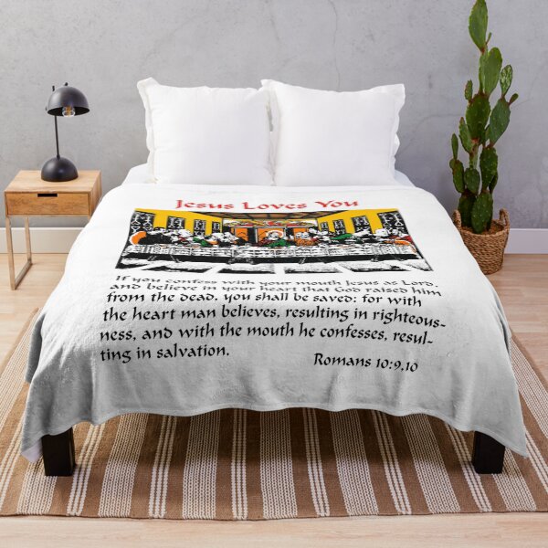 Item preview, Jesus Loves You Last Supper Christian Faith Romans 10:9 Bible Graphic designed and sold by InOtterNew.