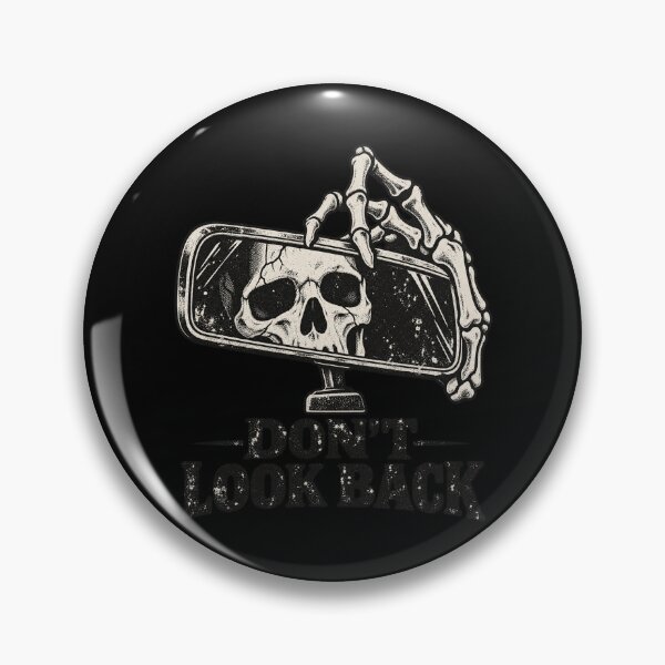 Item preview, Don't Look Back Skull Rearview Mirror Gothic Retro Ink Design designed and sold by RamonaTeal.