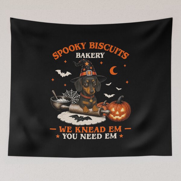 Aperçu de l'œuvre Boulangerie Spooky Biscuits Dachshund Halloween créée et vendue par jackelmbradyt.
