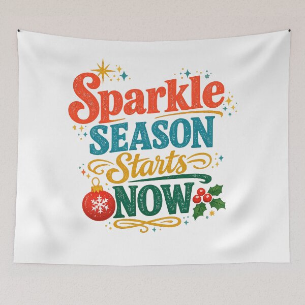 Item preview, Sparkle Season Starts Now Retro Christmas Holiday Typography Art Design designed and sold by inkoutninja.