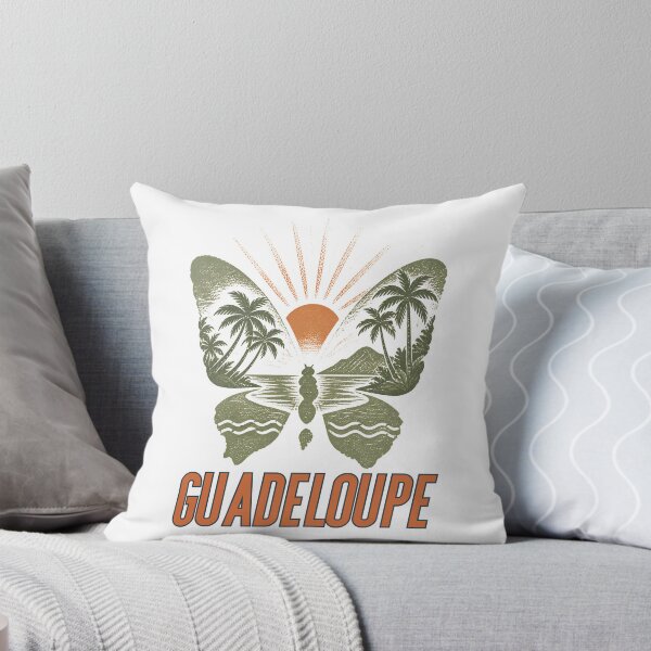 Item preview, Guadeloupe Vintage Butterfly - Retro Tropical Sunset Travel Poster designed and sold by heritage-supply.