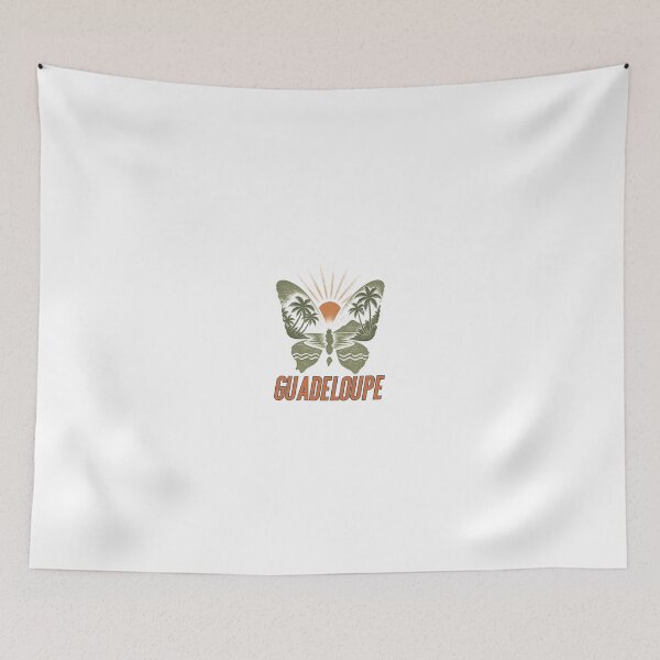 Item preview, Guadeloupe Vintage Butterfly - Retro Tropical Sunset Travel Poster designed and sold by heritage-supply.