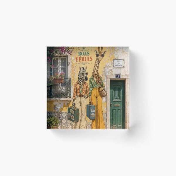 Item preview, Zebra and Giraffe Vacation Retro Art, Portuguese Wall Street Art, 70s Safari Animals, Vintage Travel Design designed and sold by Jandedan.