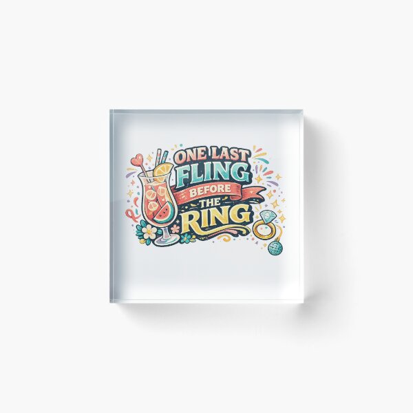 Item preview, One Last Fling Before the Ring Retro Bachelorette Party Bridal Quote Design designed and sold by inkoutninja.