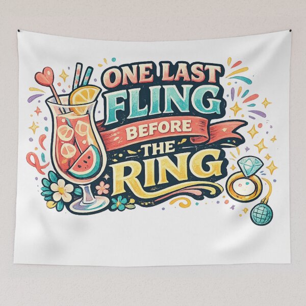 Item preview, One Last Fling Before the Ring Retro Bachelorette Party Bridal Quote Design designed and sold by inkoutninja.