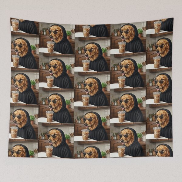 Item preview, Cool Golden Retriever Iced Coffee Dog Hoodie Art designed and sold by creativerooney.