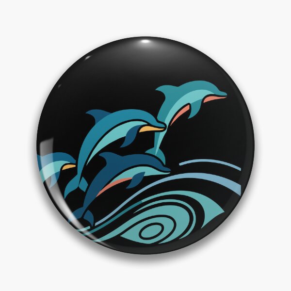 Item preview, Abstract Jumping Dolphins Design in Waves with Dynamic Shapes designed and sold by ElegantOutlines.