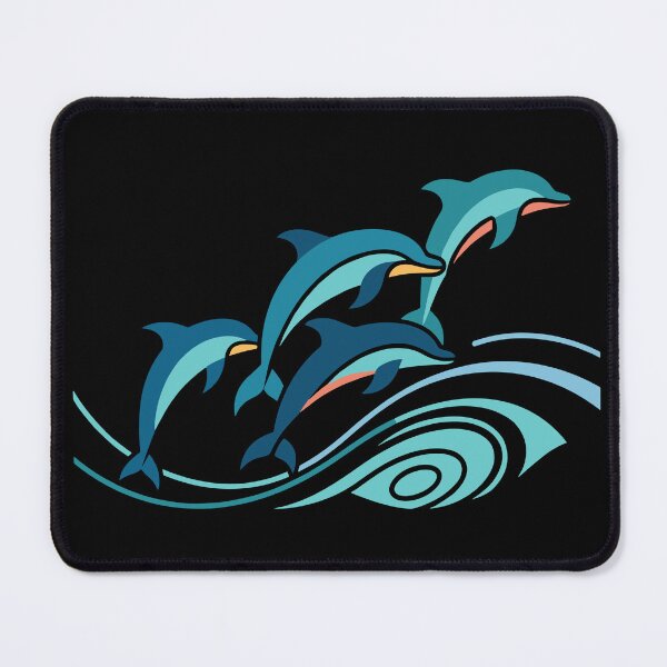 Item preview, Abstract Jumping Dolphins Design in Waves with Dynamic Shapes designed and sold by ElegantOutlines.