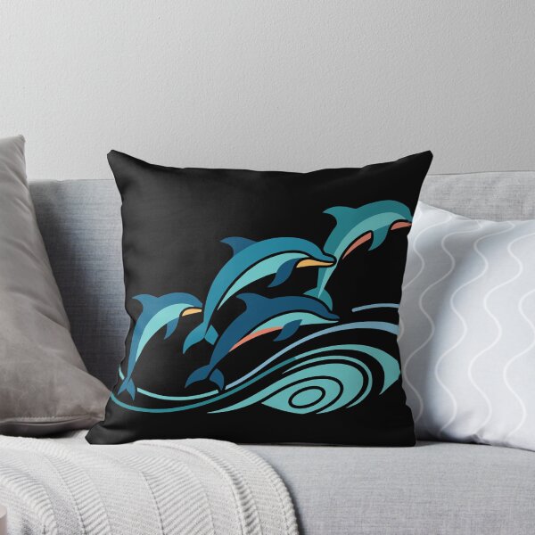 Item preview, Abstract Jumping Dolphins Design in Waves with Dynamic Shapes designed and sold by ElegantOutlines.