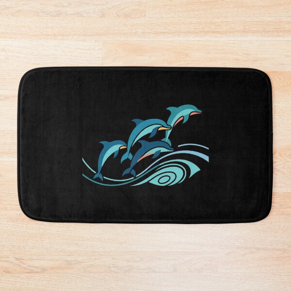 Item preview, Abstract Jumping Dolphins Design in Waves with Dynamic Shapes designed and sold by ElegantOutlines.