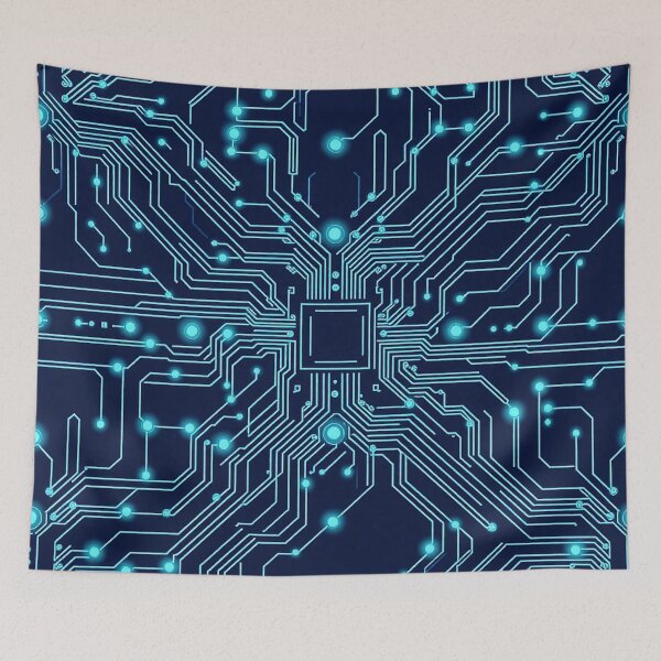 Item preview, Futuristic Blue Tech Circuit Board Cyberpunk Pattern designed and sold by IntelliMindDesigns.