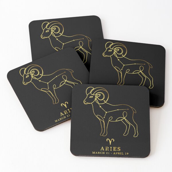 Item preview, Aries Constellation Ram Line Art - Vintage "Gold" Zodiac Star Sign designed and sold by Vikreta.