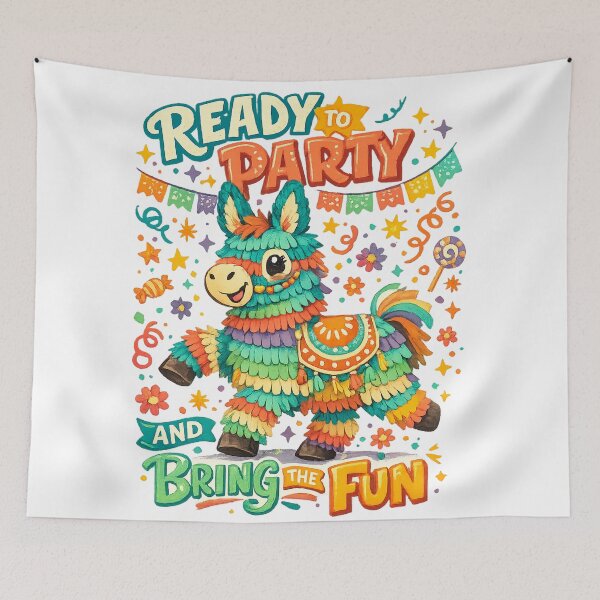 Item preview, Ready to Party Bring the Fun Colorful Pinata Donkey Fiesta Art Design designed and sold by inkoutninja.