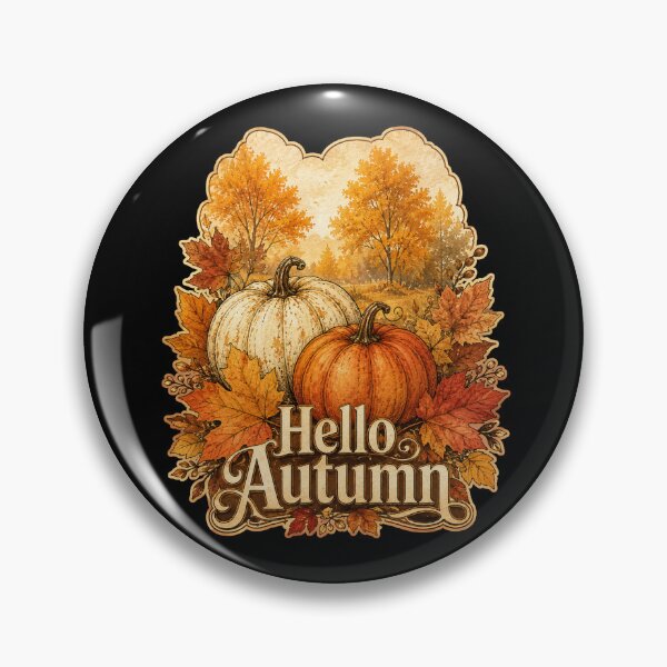Item preview, Hello Autumn Vintage Botanical Pumpkin Maple Leaves Aesthetic designed and sold by BeardWave.