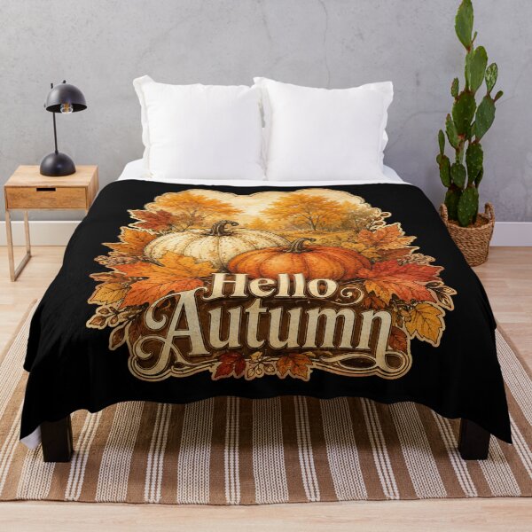 Item preview, Hello Autumn Vintage Botanical Pumpkin Maple Leaves Aesthetic designed and sold by BeardWave.