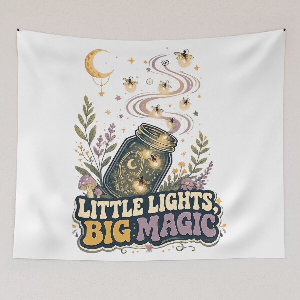 Item preview, Little Lights Big Magic Firefly Jar Celestial Cottagecore Night Art Design designed and sold by inkoutninja.