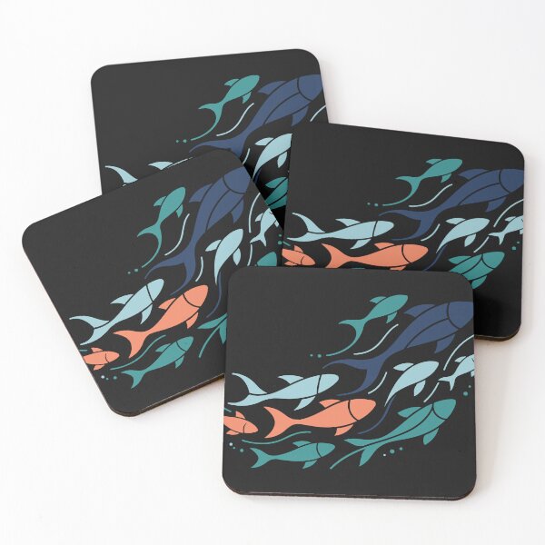 Item preview, Abstract School of Fish Design with Dynamic Flowing Waves designed and sold by ElegantOutlines.