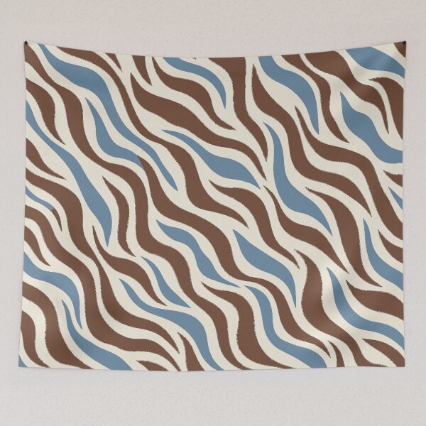 Item preview, Abstract Blue Brown Zebra Stripe Pattern designed and sold by Glottopia.
