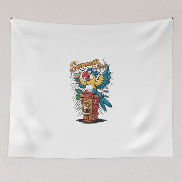 Item preview, Cute Cartoon Parrot Tropical Cocktail Tiki Bar Mascot designed and sold by LaGaillou.