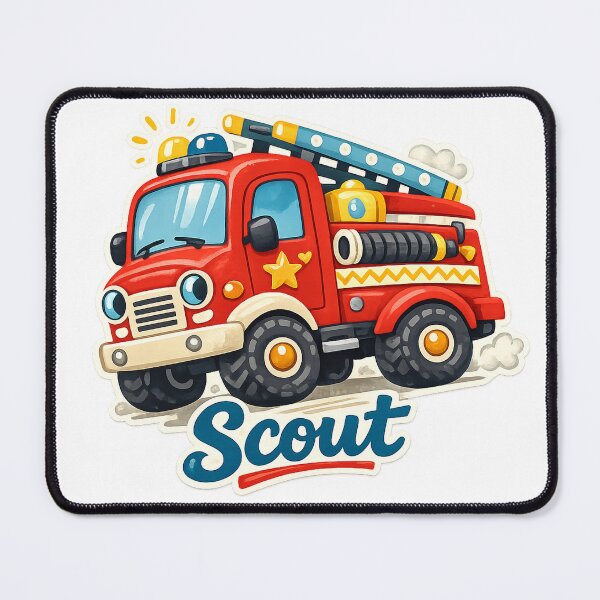 Item preview, Scout Fire Truck Cute Kids Rescue Engine Firefighter Art Design designed and sold by inkoutninja.