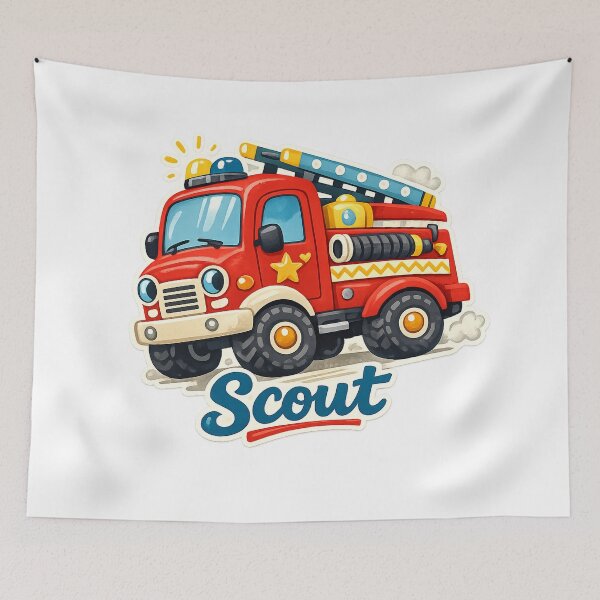 Item preview, Scout Fire Truck Cute Kids Rescue Engine Firefighter Art Design designed and sold by inkoutninja.