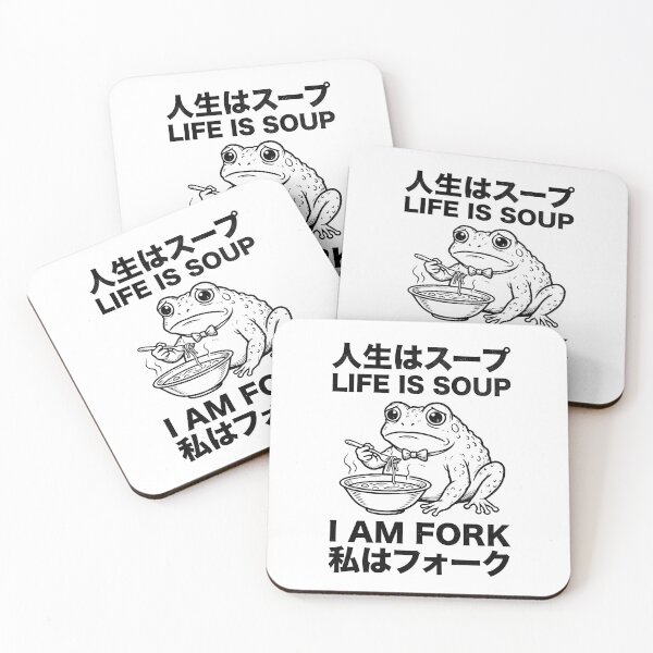 Item preview, Life Is Soup I Am Fork – Funny Japanese Frog Meme designed and sold by LoFizzy.