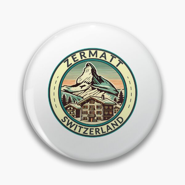 Item preview, Zermatt Switzerland Illustration Travel Art Badge designed and sold by sailtonfg.