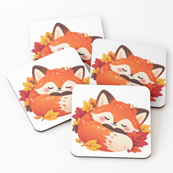 Item preview, Sleeping fox in autumn leaves designed and sold by LongIslandDesgn.