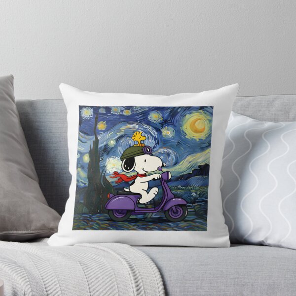 Item preview, Snoopy Riding a Scooter Under a Starry Night Sky Illustration designed and sold by GladiuSeSport.