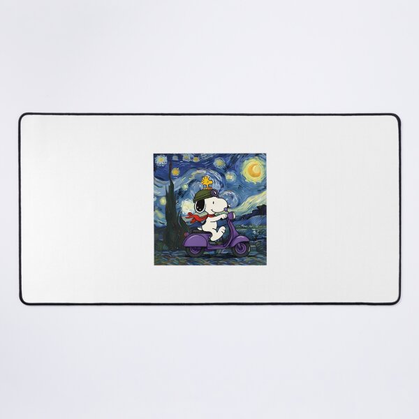 Item preview, Snoopy Riding a Scooter Under a Starry Night Sky Illustration designed and sold by GladiuSeSport.