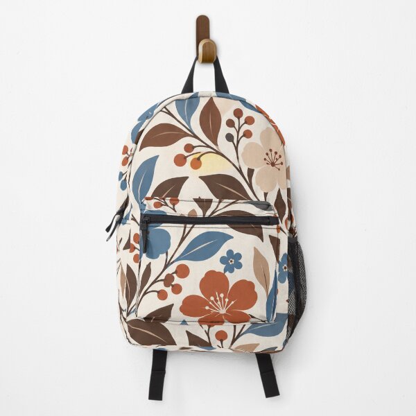 Item preview, Retro Blue Rust Botanical Floral Pattern designed and sold by Glottopia.