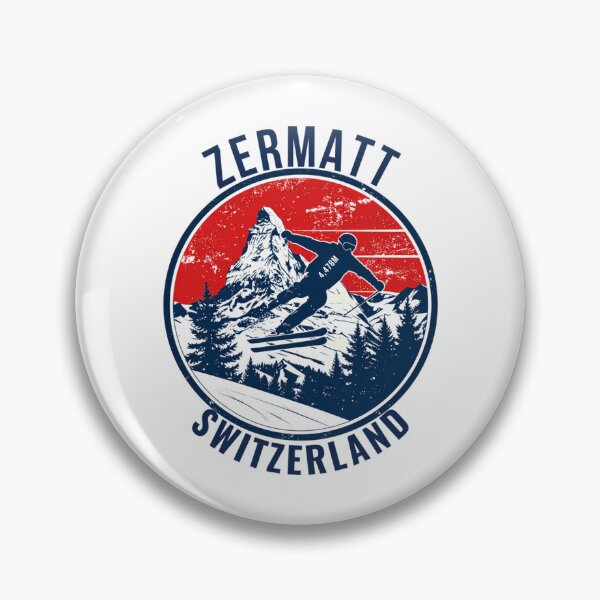 Item preview, Zermatt Switzerland Matterhorn Retro Skier Badge Print designed and sold by sailtonfg.