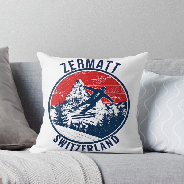 Item preview, Zermatt Switzerland Matterhorn Retro Skier Badge Print designed and sold by sailtonfg.