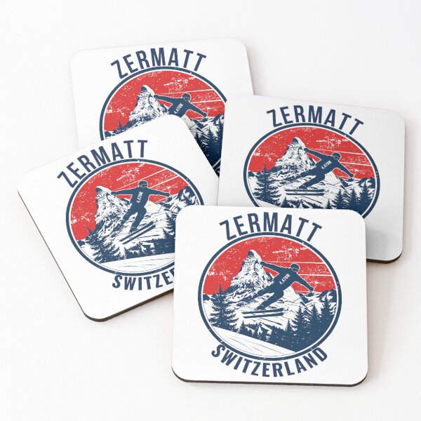Item preview, Zermatt Switzerland Matterhorn Retro Skier Badge Print designed and sold by sailtonfg.