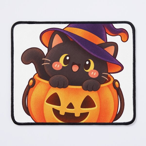 Item preview, Black cat in a pumpkin wearing a witch's hat designed and sold by LongIslandDesgn.