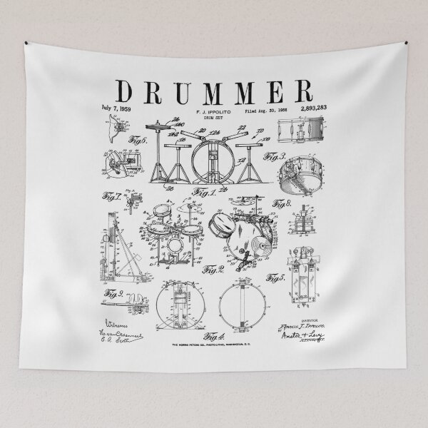 Item preview, Drum Set Kit Patent Drummer Drawing Print designed and sold by Moon7160.