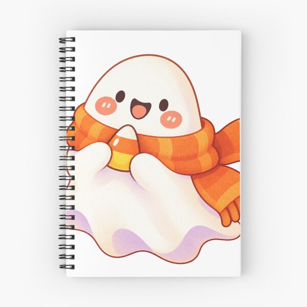 Item preview, Cute kawaii ghost with scarf and candy corn designed and sold by LongIslandDesgn.