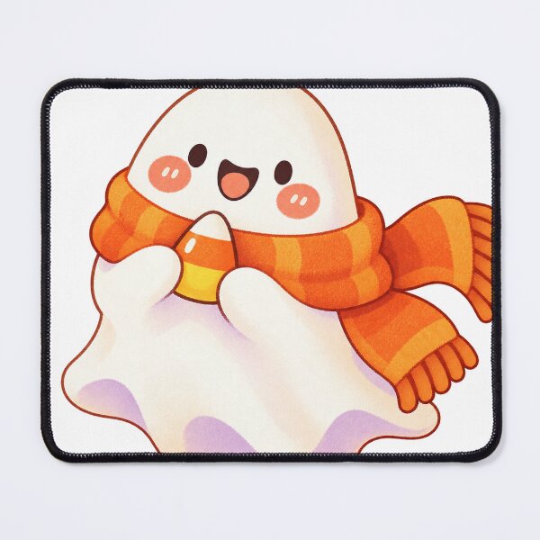 Item preview, Cute kawaii ghost with scarf and candy corn designed and sold by LongIslandDesgn.