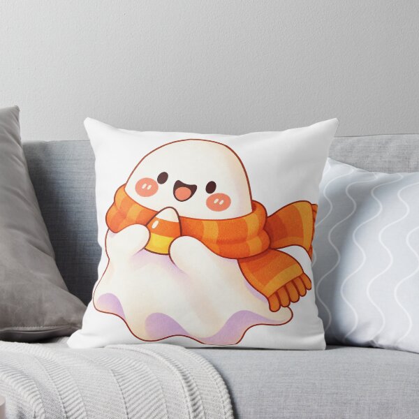 Item preview, Cute kawaii ghost with scarf and candy corn designed and sold by LongIslandDesgn.